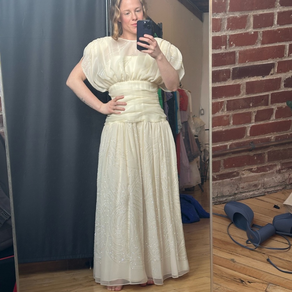 Ivory Sparkle Chiffon Dress